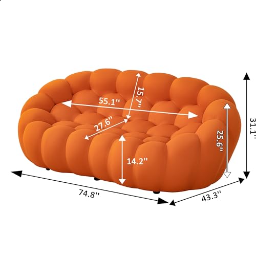 Modern Loveseat Sofa 2 Seater Mesh Fabric Curved Couch N8255