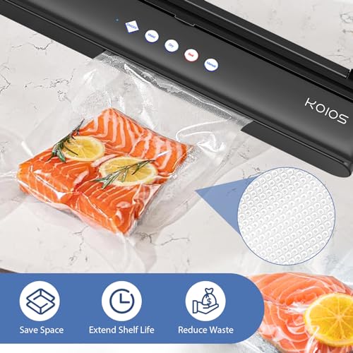KOIOS Vacuum Sealer Machine with Cutter, Dry & Moist Modes, 10 Bags & Hose M9757
