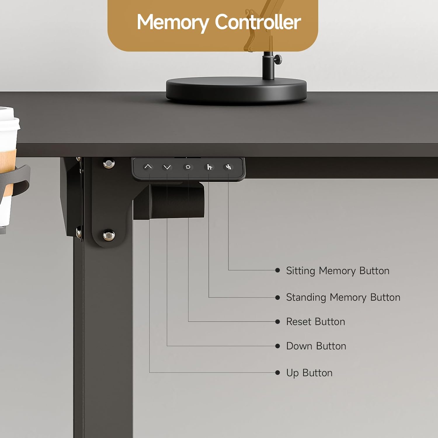 L Shaped Standing Desk 63x43 Inches with Dual Motor Memory Controller, Black Q887678