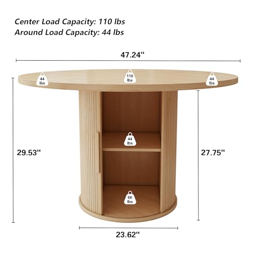 47 inch Round Dining Table with Storage Shelf (Walnut) N502088