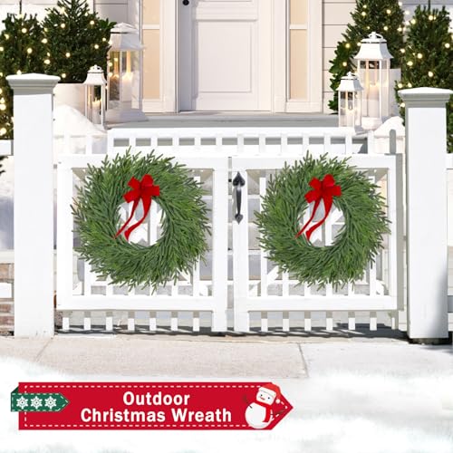 26 Inch Christmas Wreath with Red Berry Artificial Pine Cedar Front Door Decor D349135