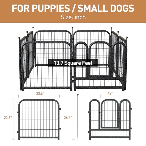 Metal Dog Playpen 40 Inch Height 16 Panels Indoor Outdoor Black-Silver W932257