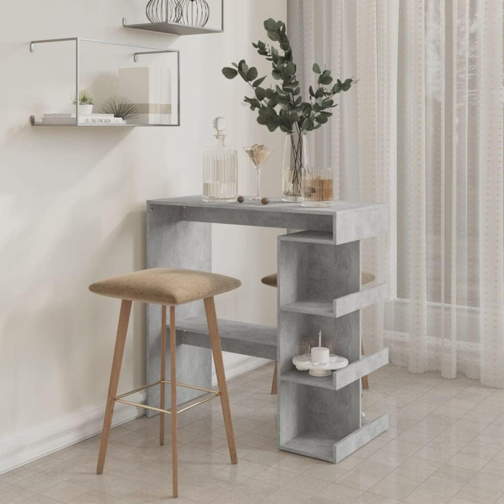 Dining Table with Storage Rack Concrete Gray Engineered Wood T304