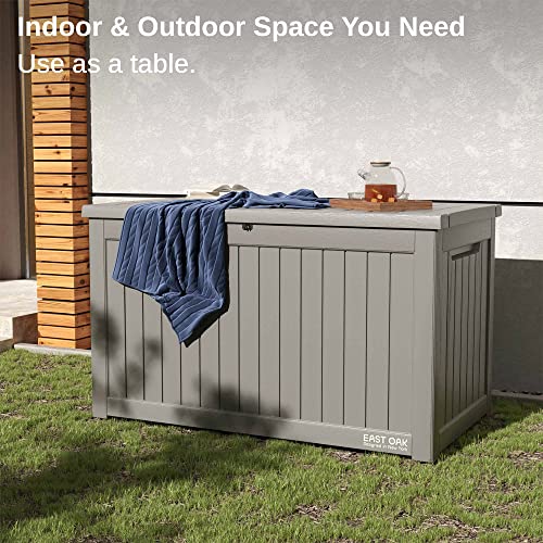 EAST OAK 60 Gallon Waterproof Outdoor Storage Box, Grey A4870