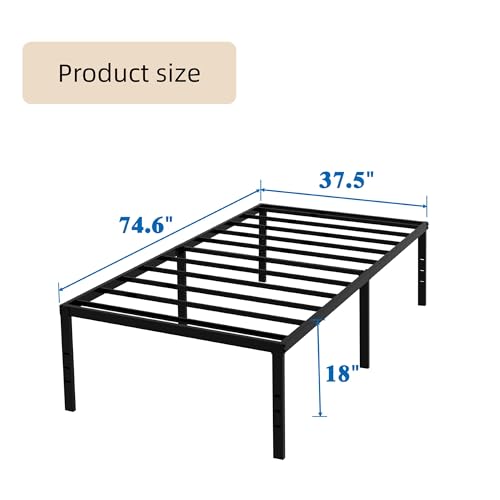 Full Size Metal Platform Bed Frame with Headboard, Black U138819