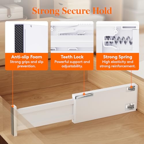 Lifewit 14 Pack Adjustable Drawer Dividers 4" High, White N847