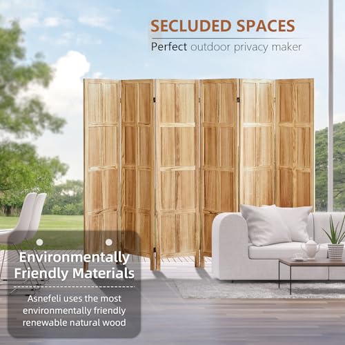 Wood Room Divider 4 Panel, 5.6 FT Tall Folding Privacy Screen, Retro White K4688