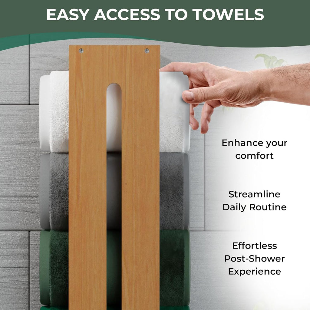 Wooden Bamboo Towel Rack Wall Mounted for Bathroom D4272