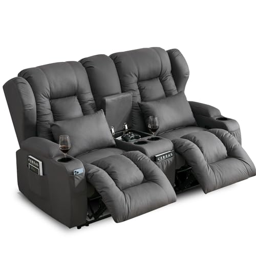 SAMERY 65.5" RV Loveseat Recliner with Console, Beige M86126