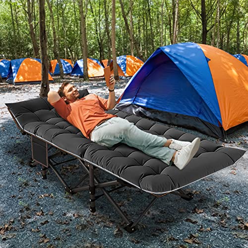 ABORON Oversized Folding Camping Cot for Adults, Double Layer 1200D, with Mat & Carrying Bag S2407