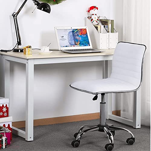 Small Task Chair for Women, Low Back Armless PU Leather with Wheels L47325
