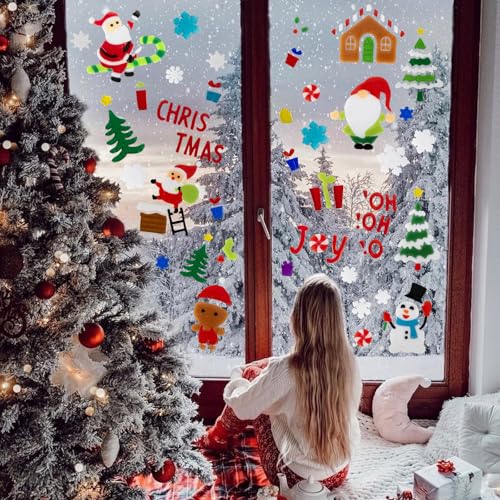Christmas Window Clings Gel Snowflake Snowman 6-Piece Set F295752