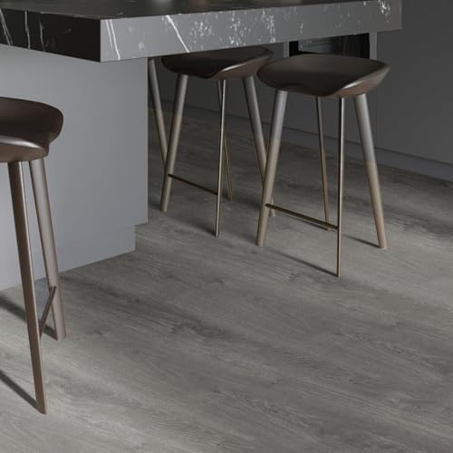 Luxury Wood Grain Peel and Stick Vinyl Flooring Roll 17.72" x 118" Grey R228