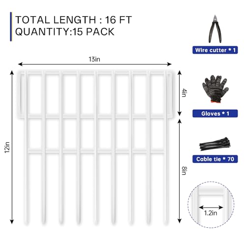 35 Panels Garden Fence Animal Barrier, 38ft x 13in No Dig Rustproof Metal Outdoor Wire Fencing E53834