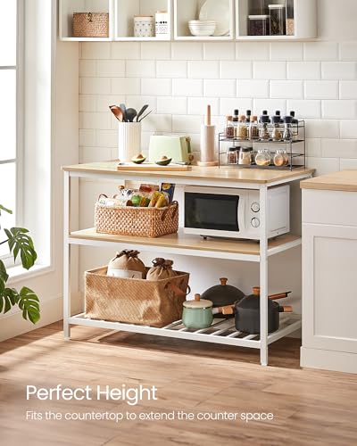 VASAGLE Kitchen Island with 3 Shelves, 47.2 Inches, Rustic Brown and Black W99569