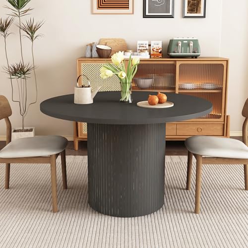 47 inch Round Dining Table with Storage Shelf (Walnut) N502088