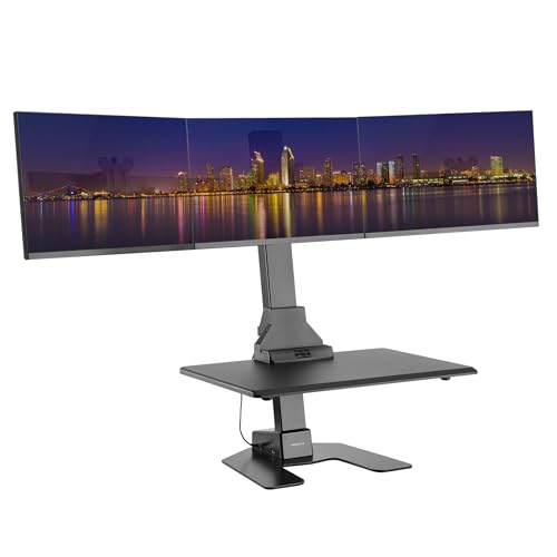 Mount-It! Electric Standing Desk Converter - Motorized Sit-Stand Desk Riser with Monitor Mount, 32" V46023