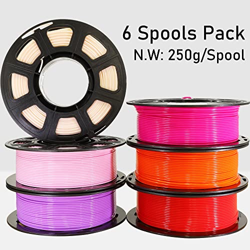 MIKA3D Bicolor Silk PLA 3D Printer Filament Bundle, 1.75mm, 6 Spools V5573