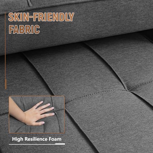 Flamaker Sofa Bed 3-in-1 Adjustable Couch Bed with Modern Linen Fabric, Dark Grey X725