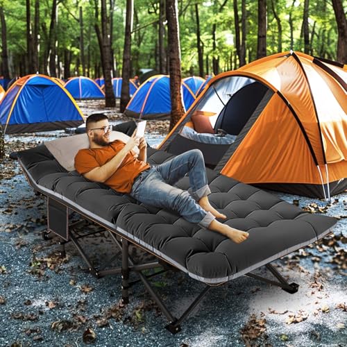LILYPELLE Folding Camping Cot, Extra Wide Heavy Duty with Carry Bag Z15817