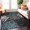 Rugshop Contemporary Modern Floral Abstract Flowers Easy Maintenance for Home Office, Living Room, Bedroom, Kitchen Soft Area Rug 5' 3" X 7' 3" Gray