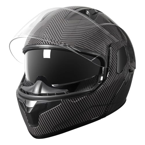SPARK DOT Modular Flip-Up Dual Visor Motorcycle Helmet (Bright Black, Small) W8778