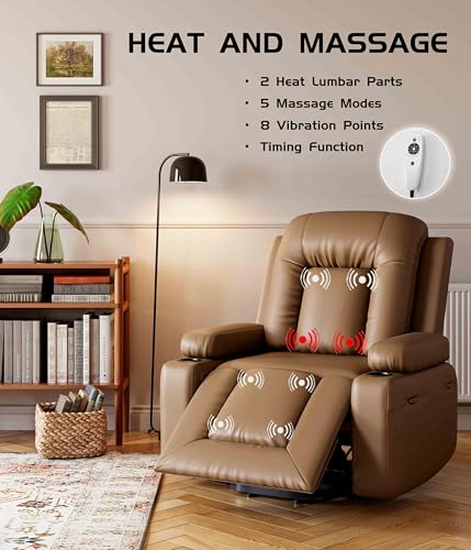 GarveeHome Power Lift Recliner Chair with Heat and Massage, Faux PU, for Elderly I162