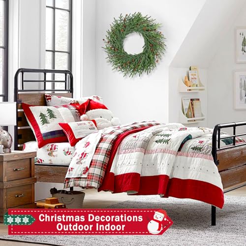 26 Inch Christmas Wreath with Red Berry Artificial Pine Cedar Front Door Decor D349135
