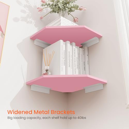 Homode Corner Floating Shelves 4 Tier Wall Mounted with Cord Hole, Black C894