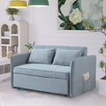 53.5in 3 in 1 Multi-Function Chenille Fabric Double Sofa Bed Post-Modern Minimalist with Pull-Out Bed with Adjustable Backrest/Lumbar Pillow/Side Pockets Storage, Bluish Grey, SFC848003