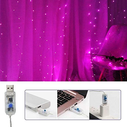 300 LED Curtain Christmas String Lights with Remote Control USB Power for Bedroom Home Decor K9828