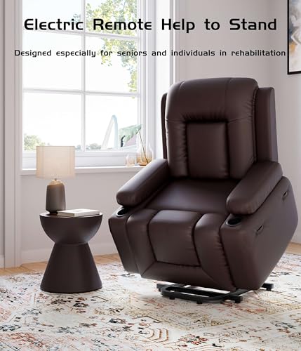GarveeHome Power Lift Recliner Chair with Heat and Massage, Faux PU, for Elderly I162