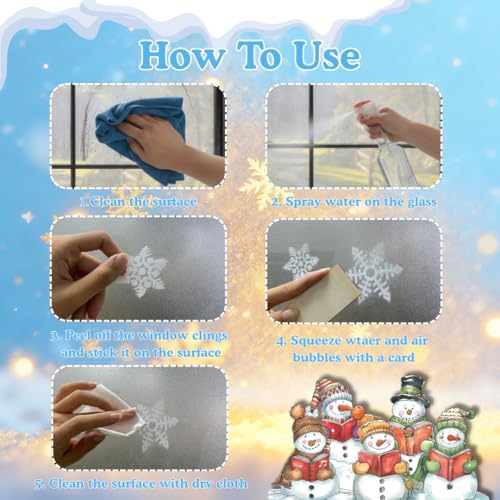 226 PCS Snowflake Window Clings, Reusable Winter Window Decals for Holiday Decor M46237