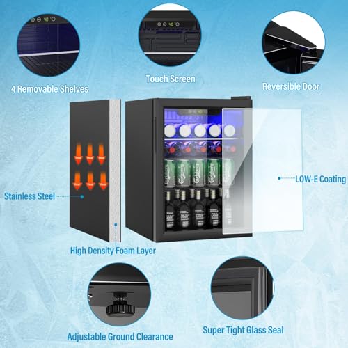 Compact Freestanding Beverage Refrigerator and Skincare Fridge, 0.9 Cu Ft Mini Fridge N768451