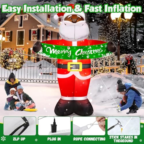 13FT Giant Dinosaur Christmas Inflatable with LED Lights and Candy Cane Santa Hat B668