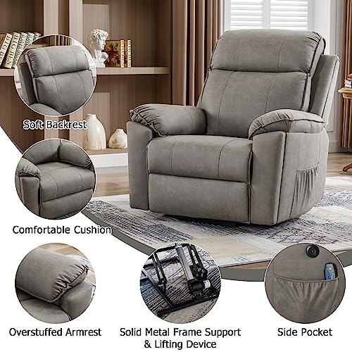 Phoenix Home Power Lift Chair Recliner with Massage and Heat, Green Grey C249534