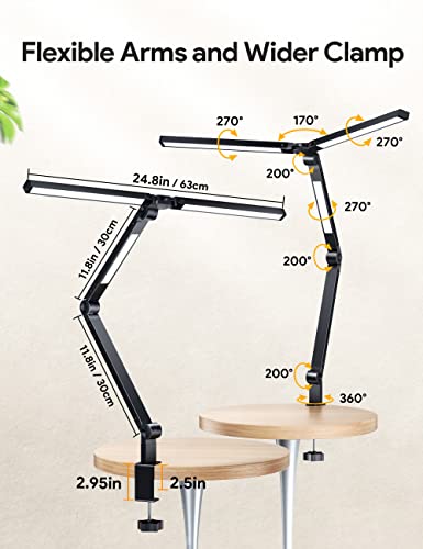 MediAcous LED Desk Lamp with Clamp, 20W, Flexible Swing Arm Z203