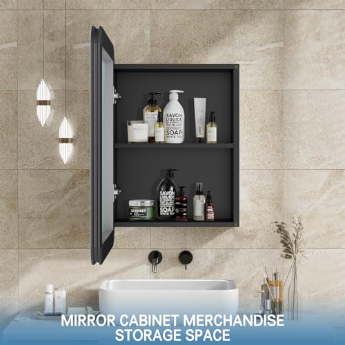 24x16 Inch Black Wall Mounted Bathroom Medicine Cabinet X753