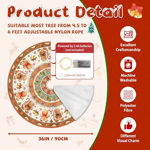 Christmas Tree Skirt 36 Inch with Snowman Reindeer Santa Snowflake L183244