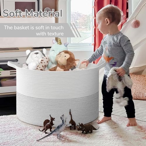 INDRESSME Large Cotton Rope Storage Basket with Handles, 90L Grey R37552