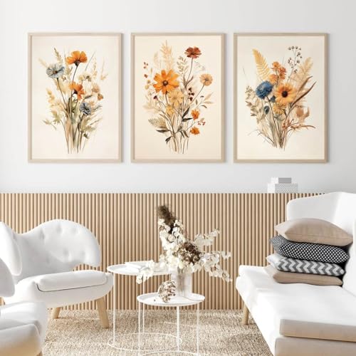 Sage Green Mountain Forest Canvas Wall Art Prints Set of 3, 12x16 Inch Unframed S399