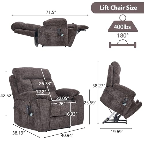 Power Lift Chair Recliner with Massage and Heat for Adults, Dual Motor H2507