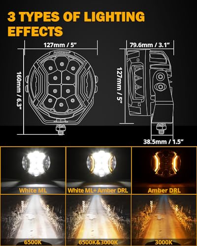 Auxbeam V-MAX Series 72W LED Pod Driving Lights with Amber DRL M188641