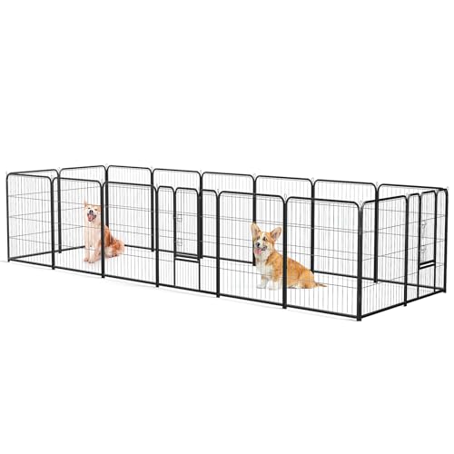 Sweetcrispy Dog Playpen Indoor - 8 Panel Metal Pet Fence with Doors for Small/Medium Pets R262216