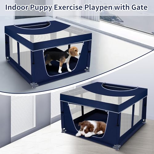 Puppy Playpen Indoor for Small Pets, 42x42x25 Inch with Gate U1971