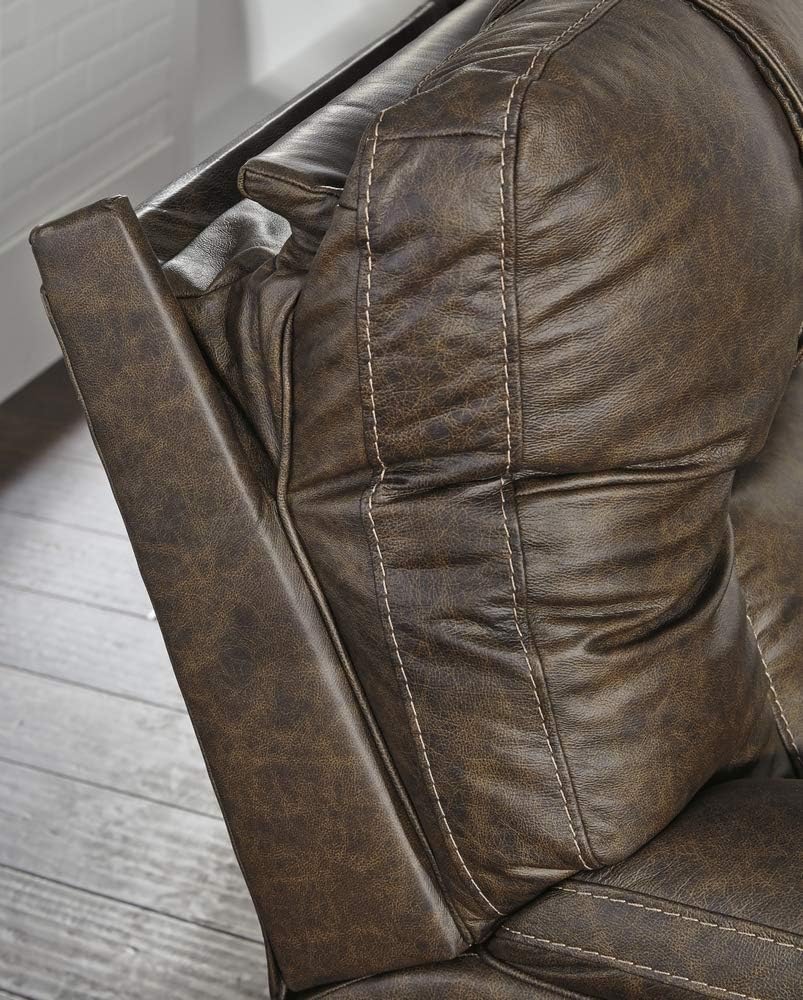 Signature Design by Ashley Wurstrow Leather Power Reclining Loveseat with USB Charging, Brown Q13166