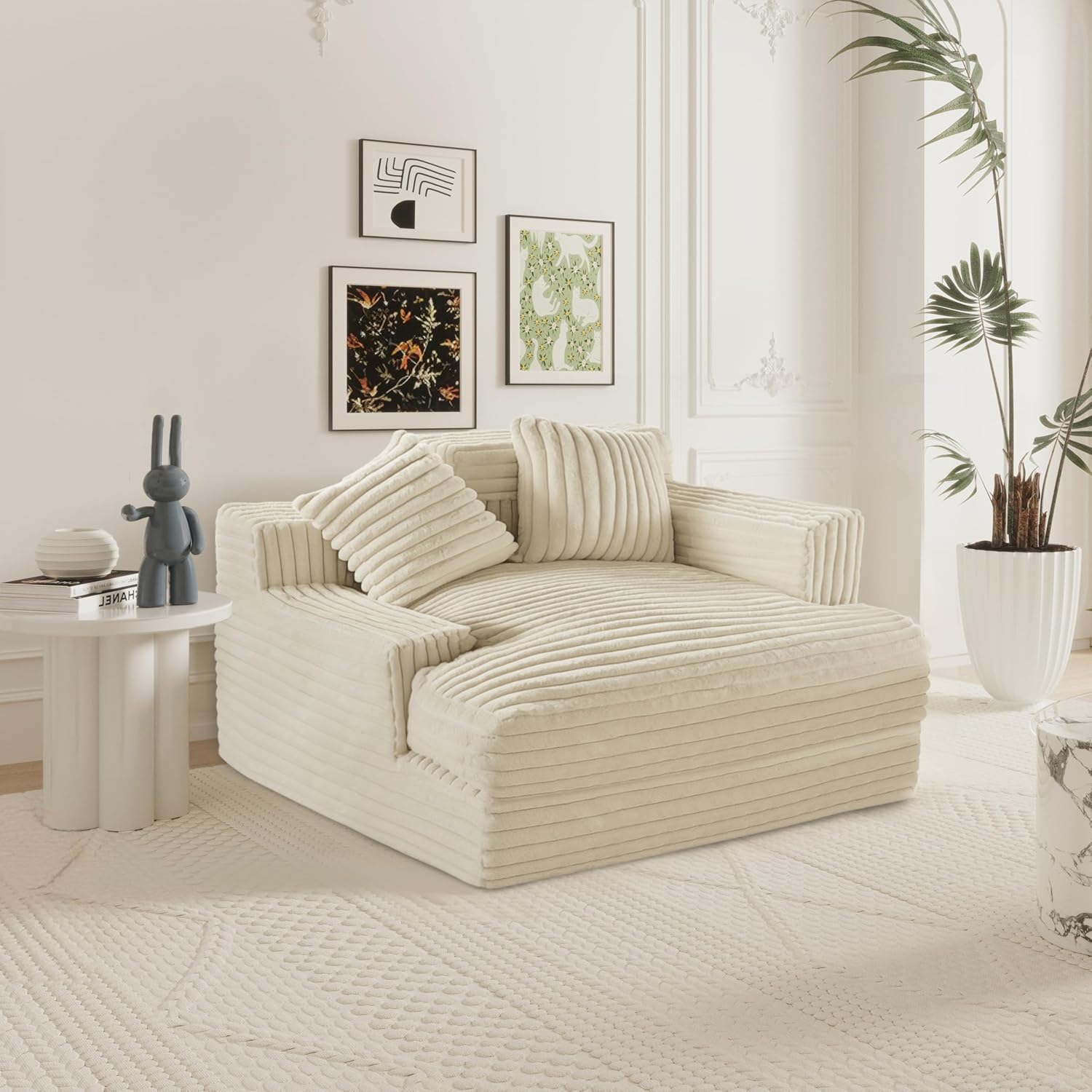 Oversized Chaise Lounge Sofa with 2 Throw Pillows S781613