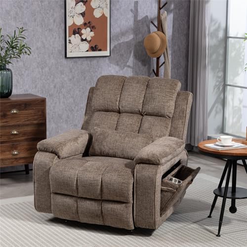 Lift Chair Recliner with Massage and Heat, Heavy Duty for Seniors, Brown V12888