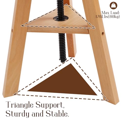 Height Adjustable Solid Beech Wood Artist Stool, Swivel Drafting Stool for Studio T51822