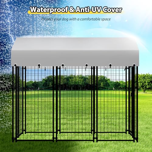 Large Outdoor Dog Kennel with Roof Cover Heavy Duty Welded Wire Steel Dog Pen B5629